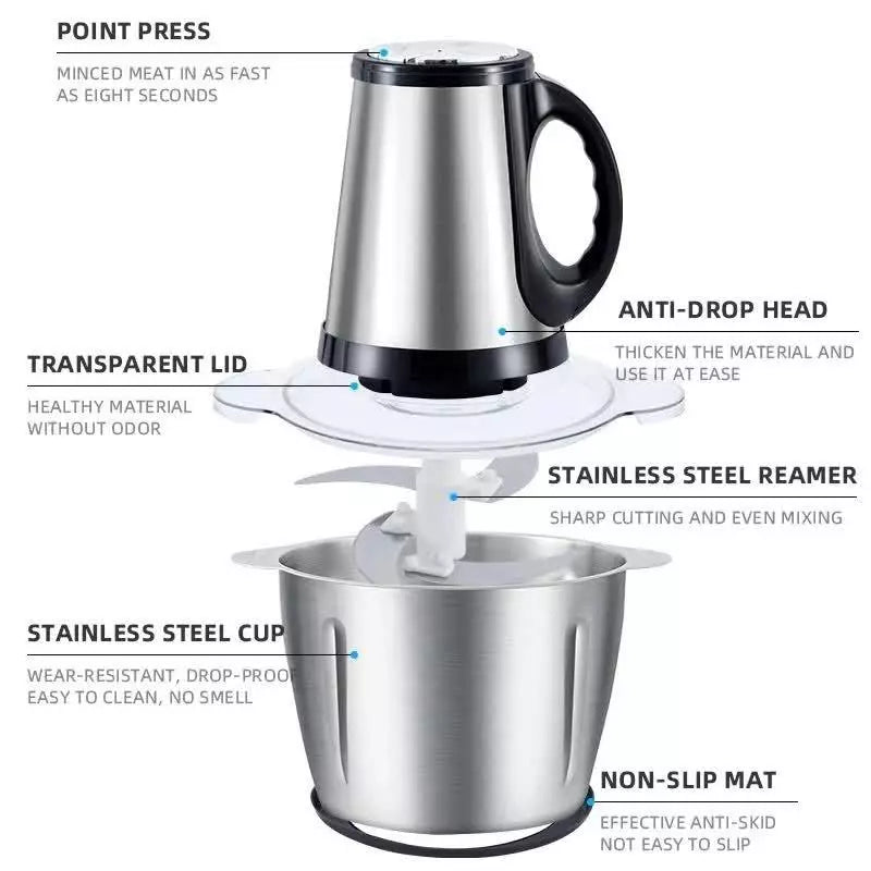 Picador De Alimentos Moedor De Carne Mixer Elétrica Processador Cozinha Casa Alho