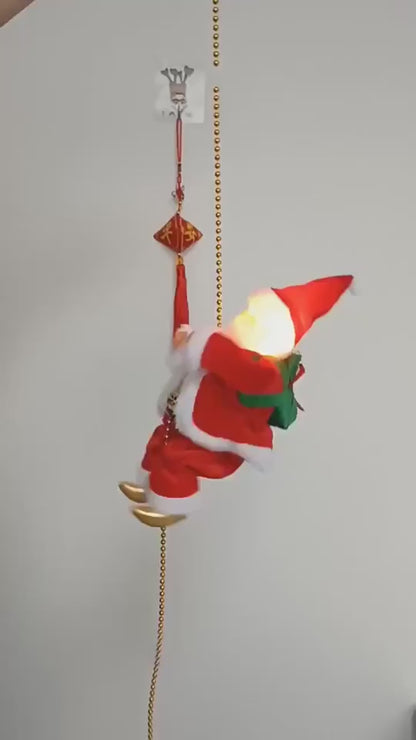 Papai Noel Subindo Na Corda Decoração Elétrica Automática