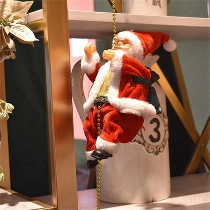 Papai Noel Subindo Na Corda Decoração Elétrica Automática