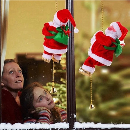 Papai Noel Subindo Na Corda Decoração Elétrica Automática